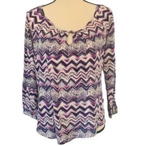 Lucky Brand 3/4 sleeve blouse chevron M